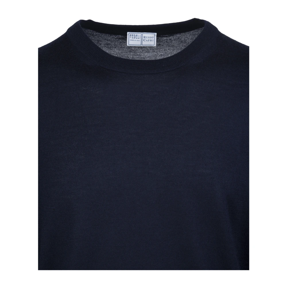 Fedeli Round-neck Knitwear Blue Heren