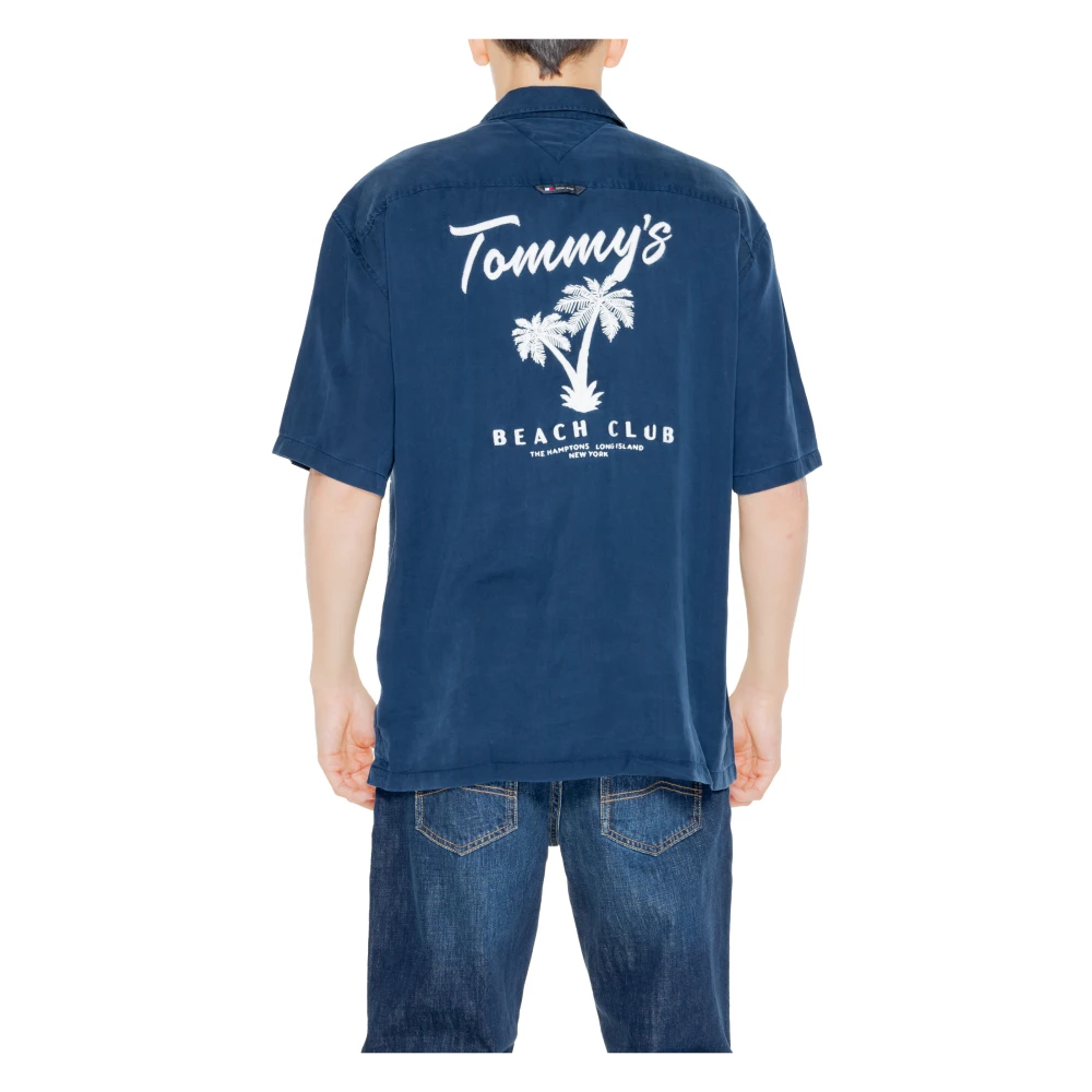 Tommy Jeans Korte Mouw Grafisch Overhemd Lente Zomer Blue Heren