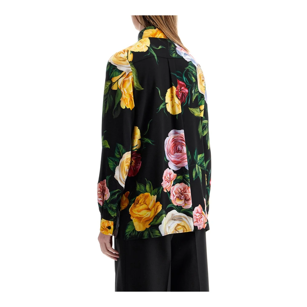 Dolce & Gabbana Zijden bloemenshirt met gele knopen Multicolor Dames