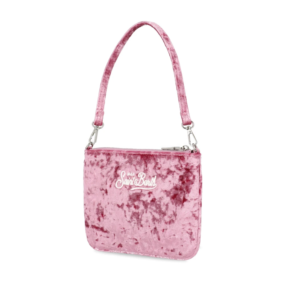 Saint Barth Roze Velvet Pochette met Borduurwerk Pink Dames