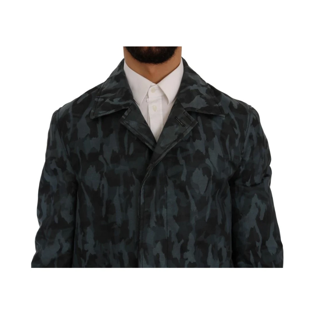 Dolce & Gabbana Camouflage Trenchcoat Gray Heren