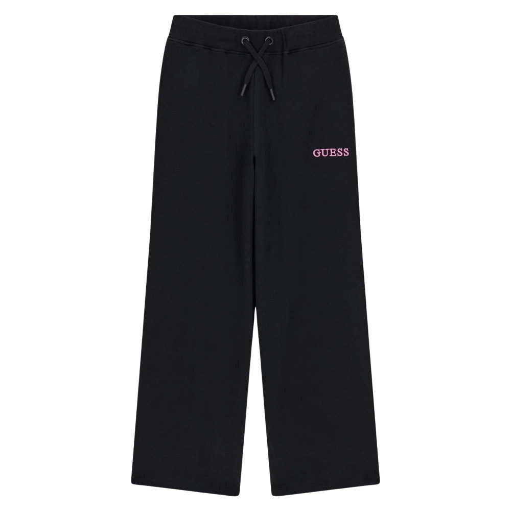 Guess Girls Black French Terry Palazzo Trousers - Sweatpants - 10 Y - Kids