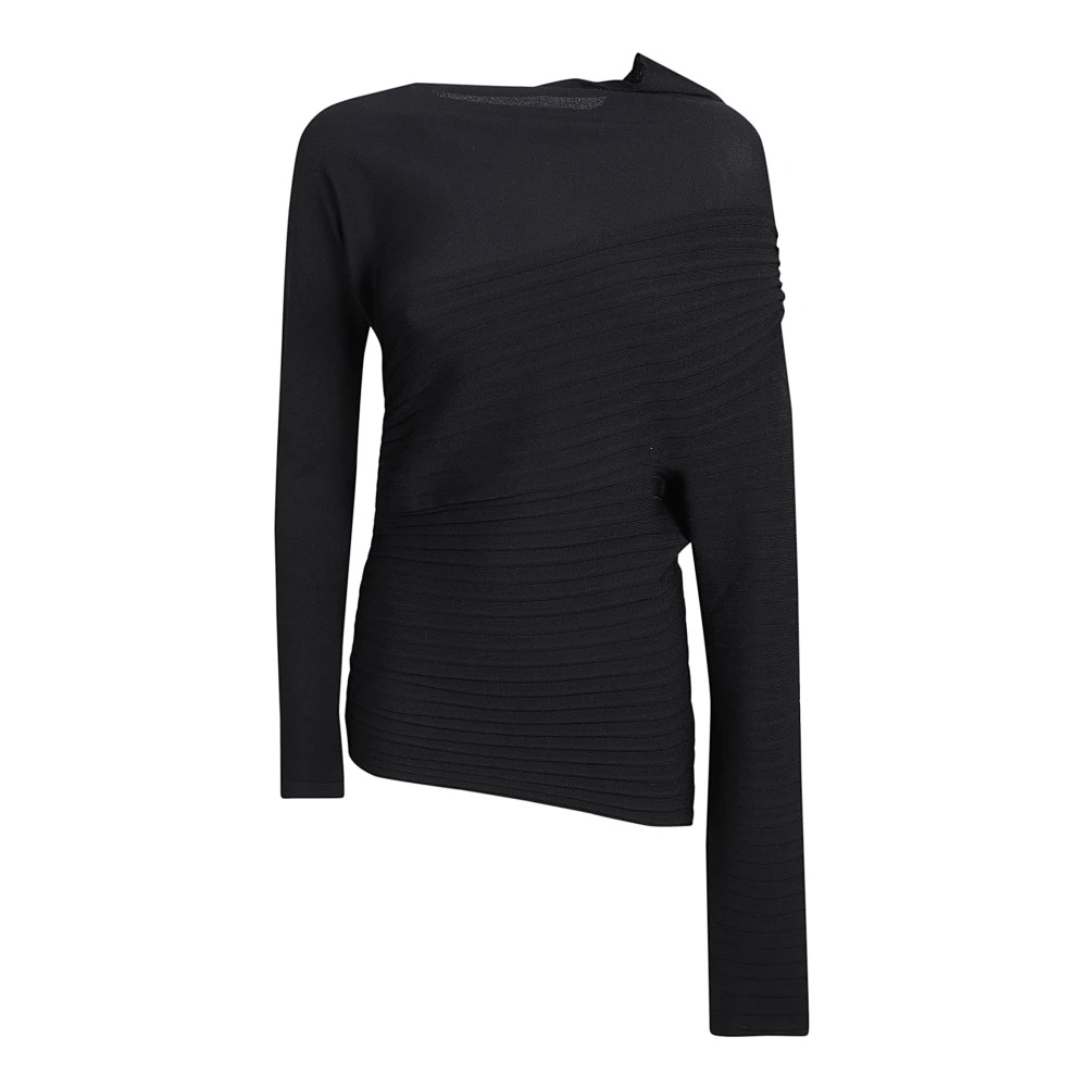 Philosophy di Lorenzo Serafini Zwart Asymmetrisch Bovenkleding Elegant Plooien Black Dames