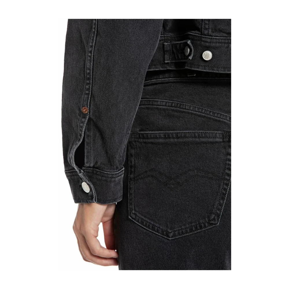 Replay Zwart Denim Cropped Jasje Black Dames