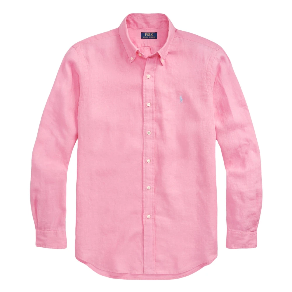 Ralph Lauren Linnen Button-Down Overhemd Pink Heren