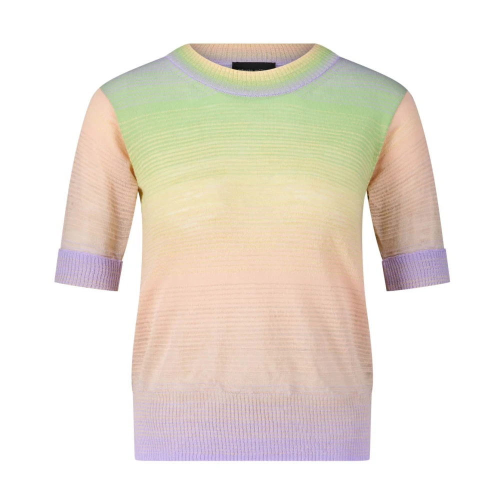 Roberto Collina Gestreepte korte mouw gebreide trui Multicolor Dames