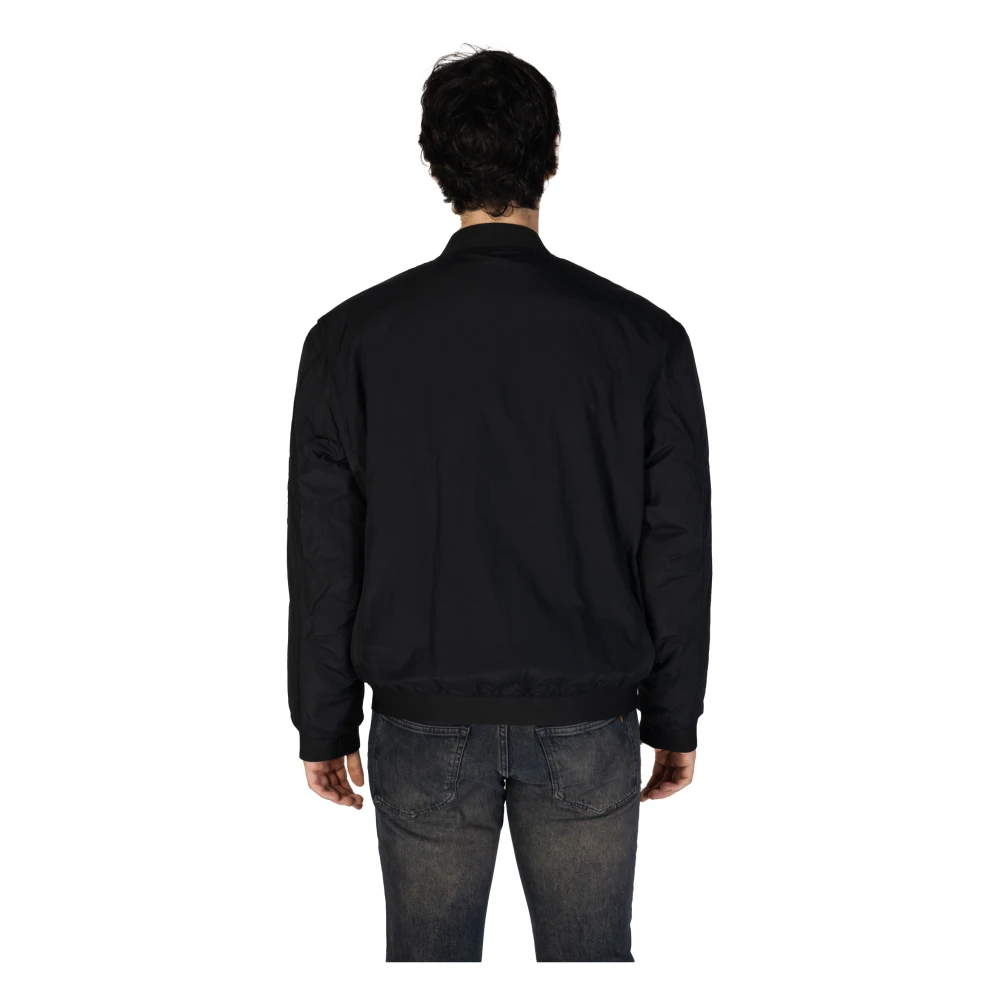 Hugo Boss Zwarte Zip-Up Jas Lente Zomer Effen Black Heren