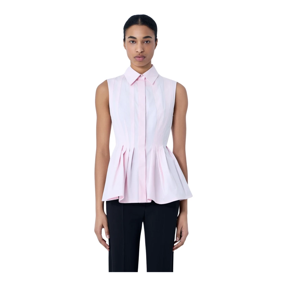 Sportmax Women's Pink Sleeveless Pleated Blouse - Shirts - 2XS - Blouses & Shirts