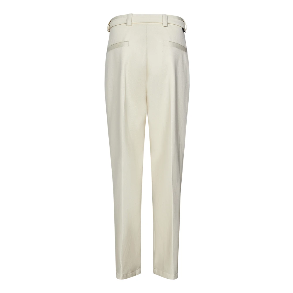 Low Brand Relaxed Fit Ivoor Witte Wol Denim Broek White Heren