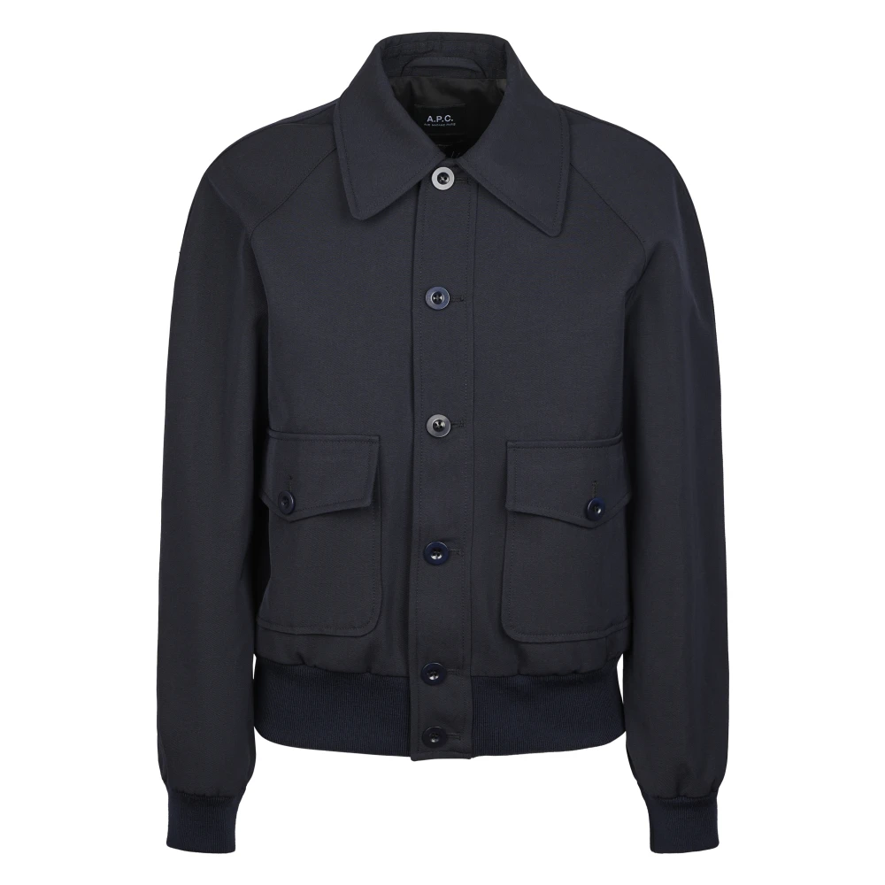 A.p.c. Women's Blue Bomber Jackets, Xs, Blouson Boutonné Manches Réglant