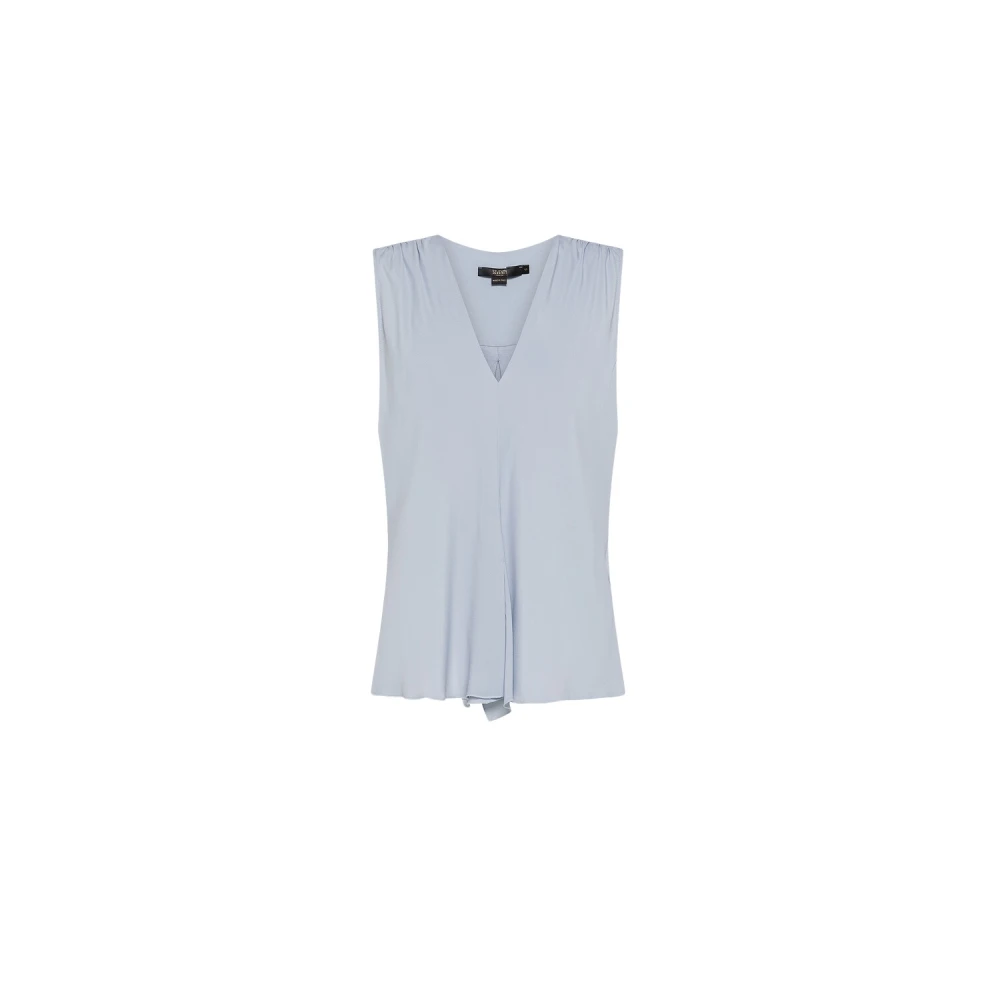 Seventy Blue Mixed Silk And Jersey Top - Female - Sleeveless Tops - S - Tops