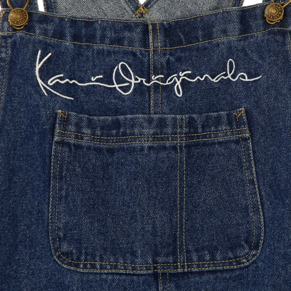 Karl Kani Blauwe Denim Dungaree Overalls Blue Heren