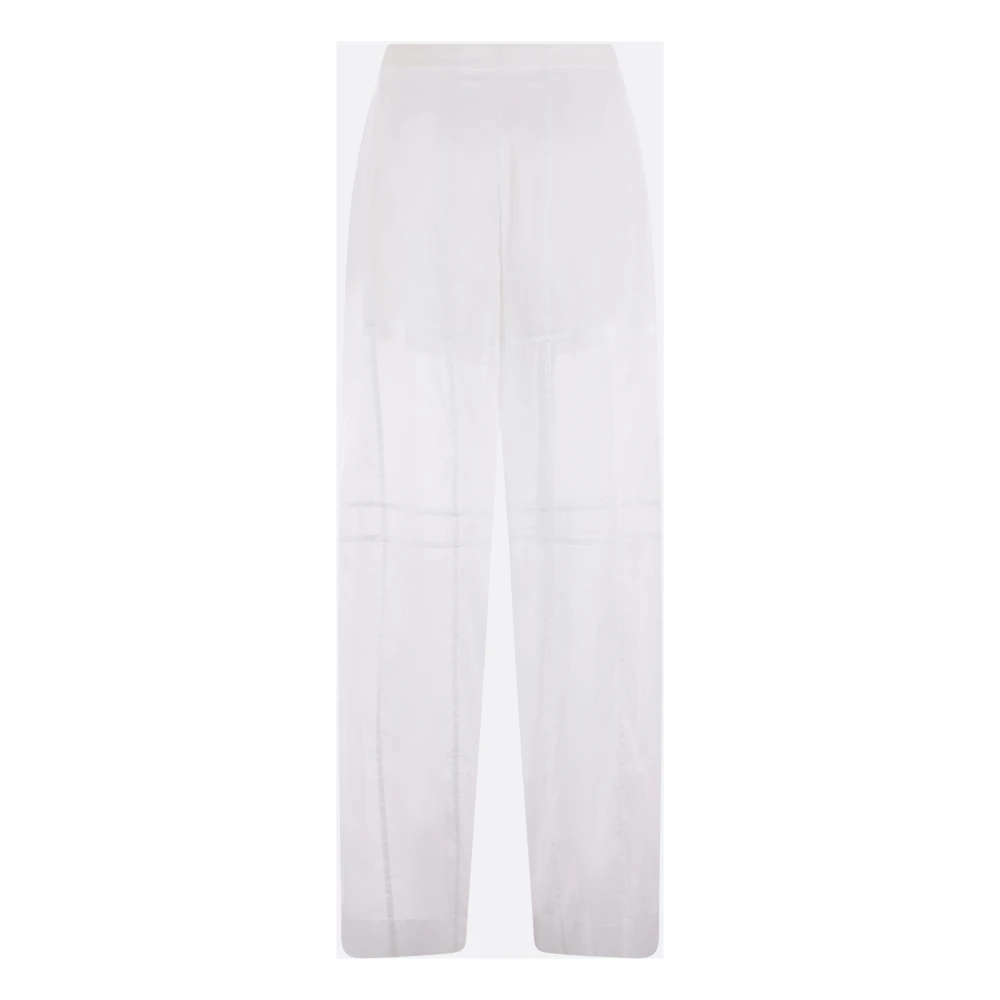 Jil Sander Wijde Pijp Witte Katoenen Broek White Dames