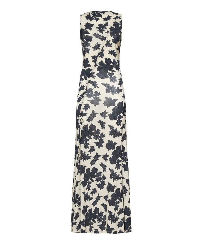 robe-longue-creme-imprime-noir