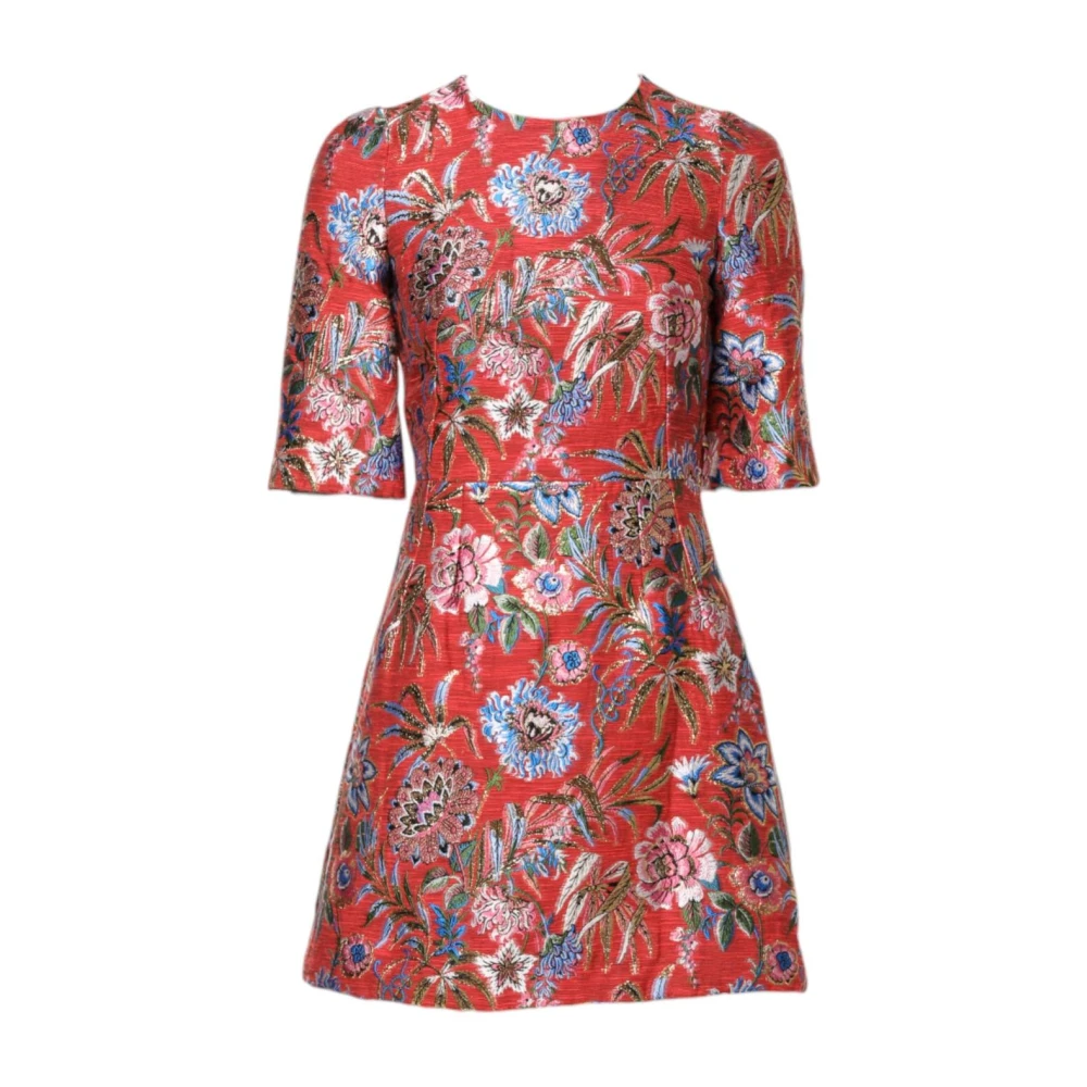 Dolce & Gabbana Women's Red Short Dresses,, Floral A-Line Mini Dress 2XS