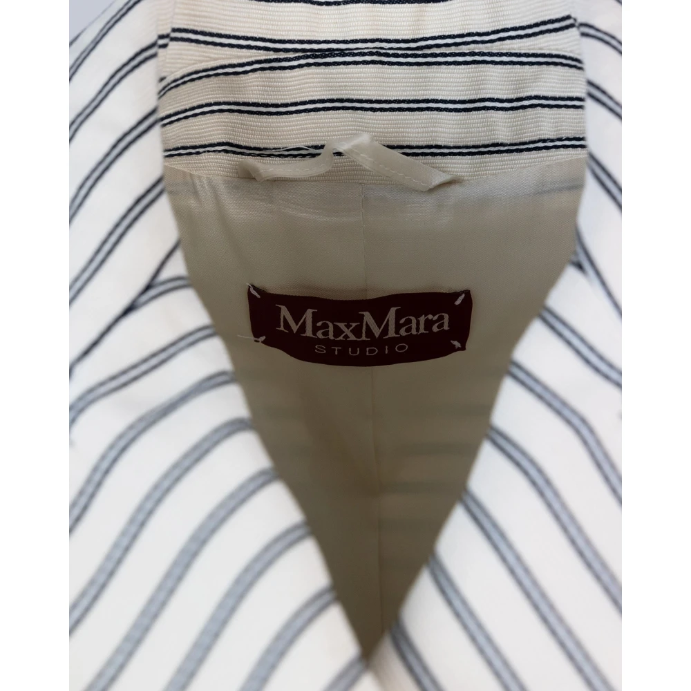 Max Mara Studio Katoenen Jas met Acetaat-Polyester Voering Beige Dames
