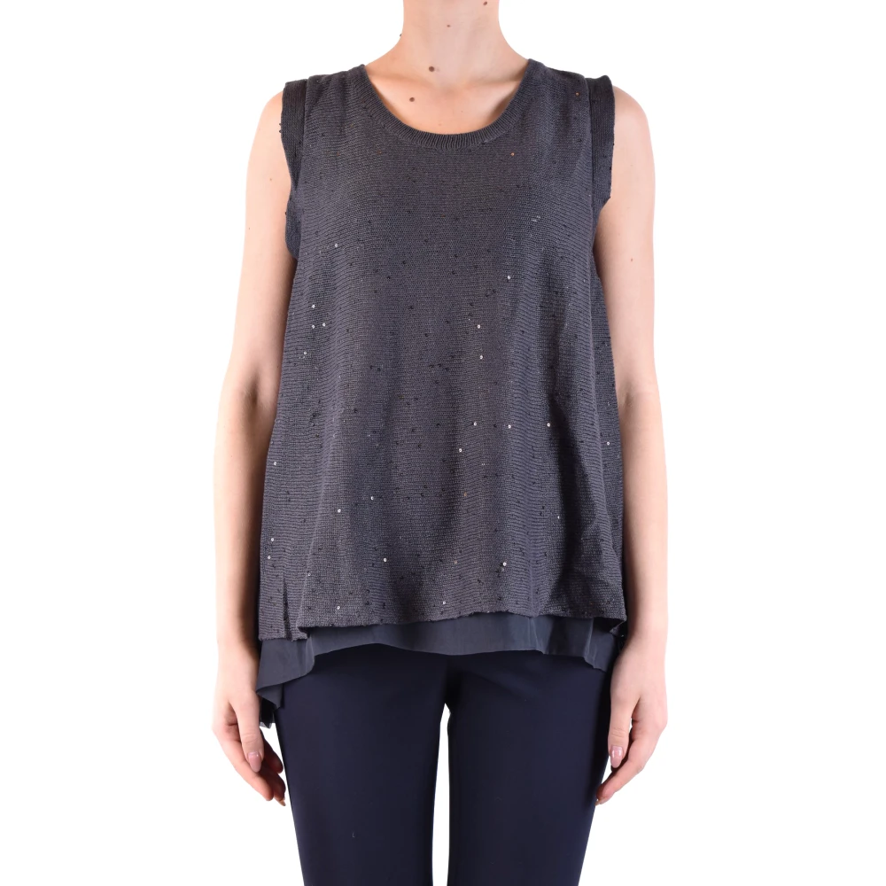 Brunello Cucinelli Blue Sleeveless Tops, Female, L, Sleeveless Casual Top