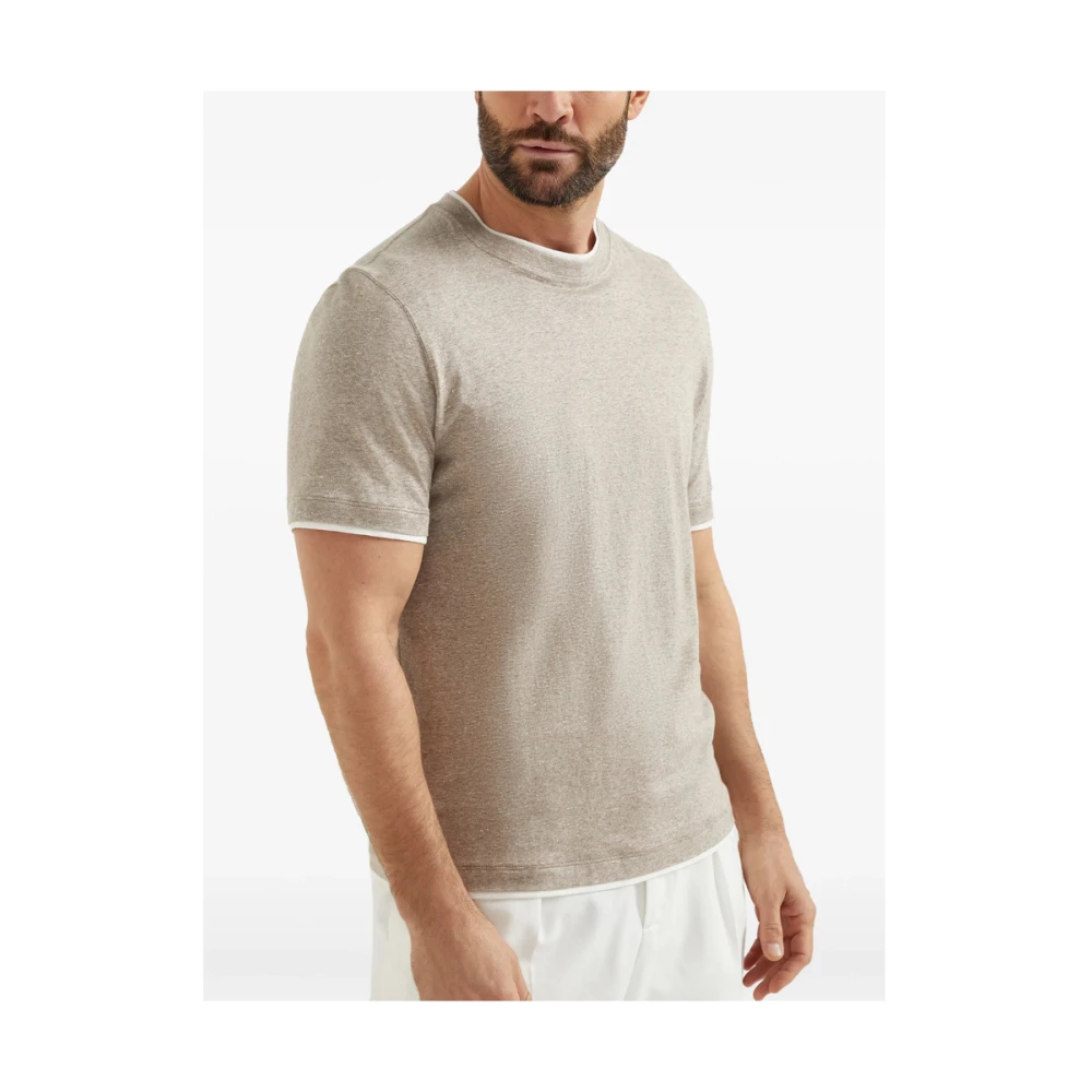 BRUNELLO CUCINELLI Beige Crew Neck T-shirt Beige Heren