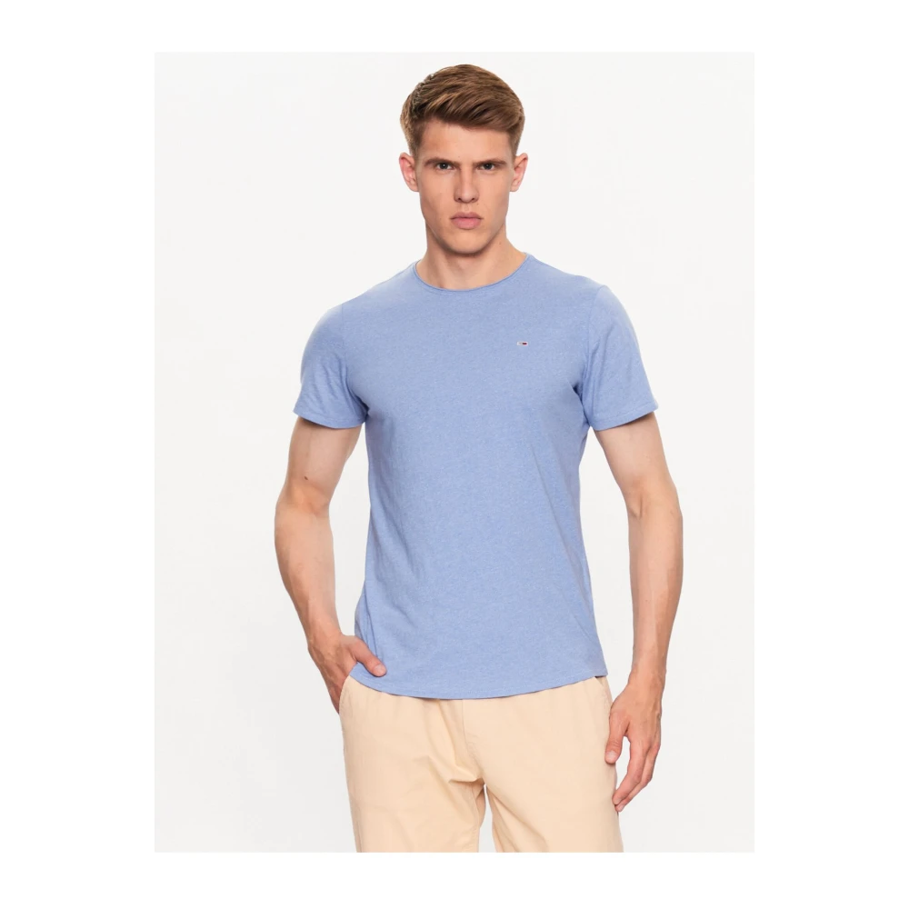 Tommy Jeans Geborduurd Logo Basic T-Shirt Blue Heren