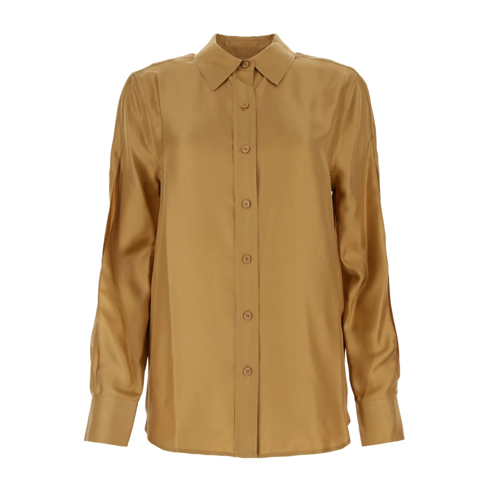 Calvin Klein Silk Split Sleeve Shirt Beige Dames