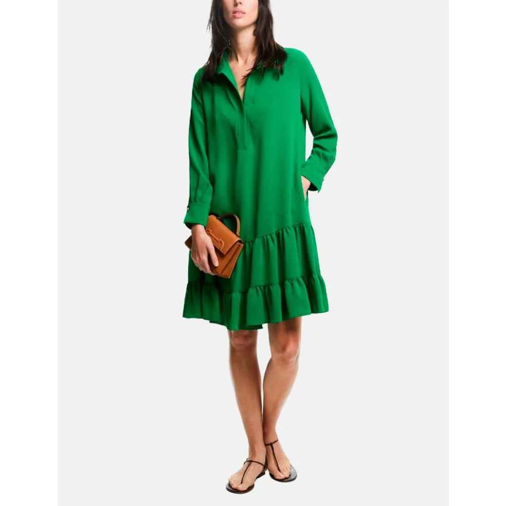 Carolina Herrera Wijdvallende Crepe Jurk met Ruches Green Dames
