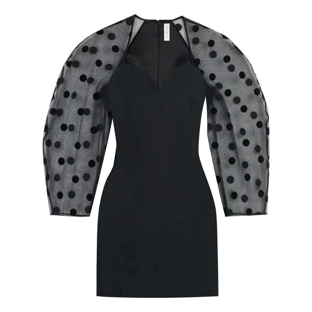 Nina Ricci Gestippelde Pofmouw Jurk Black Dames