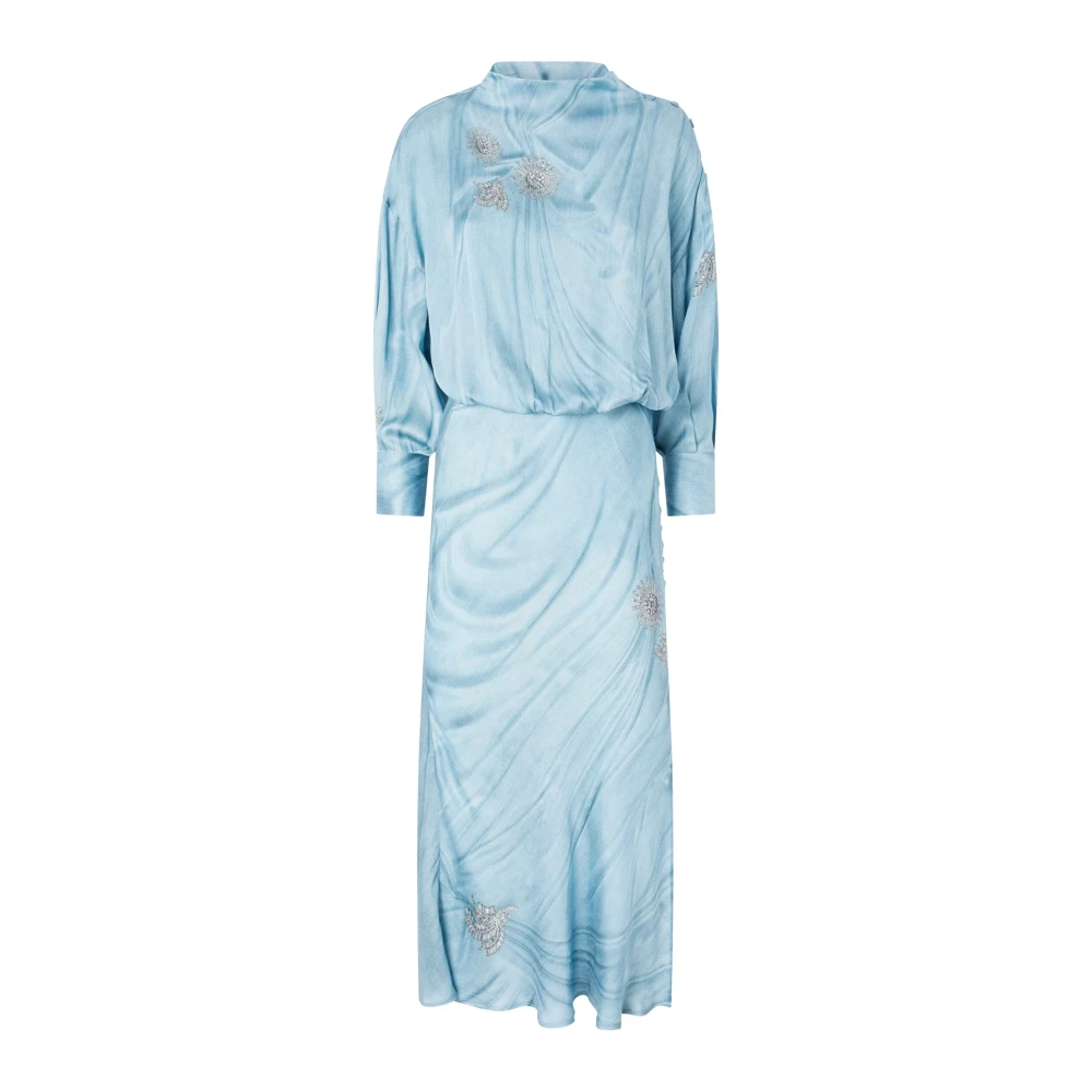 Pinko Women's Blue Party Dresses, S, Draped Neckline Dress