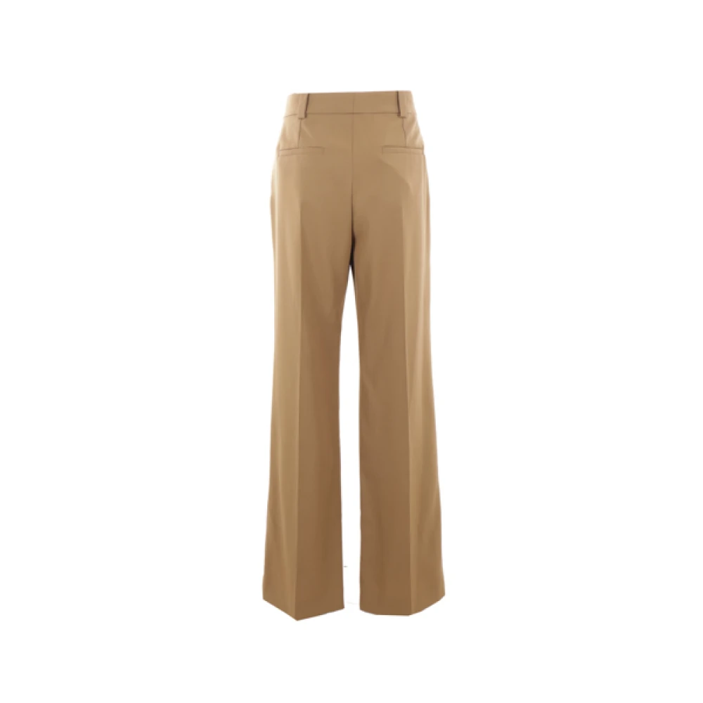 Chloé Wijde Pijp Bruine Wollen Broek Brown Dames
