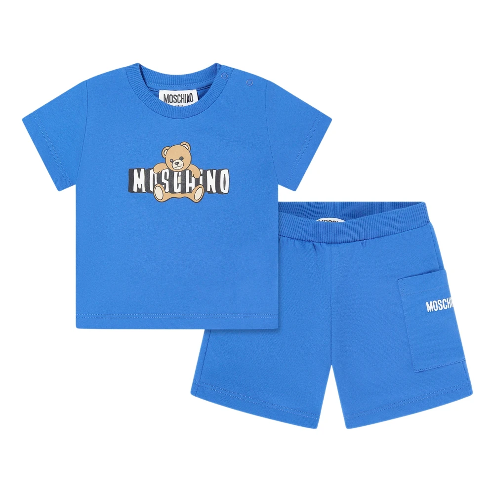 Moschino Boys Blue Teddy Bear Logo Short Set - Kids Sets - 18 M - Kids