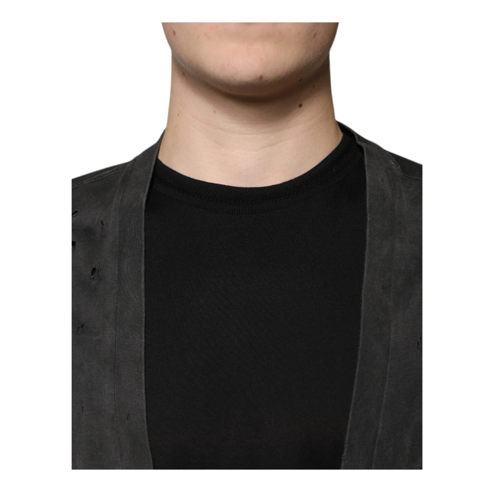 Dolce & Gabbana Zwarte Katoenen Crew Neck T-shirt Black Heren