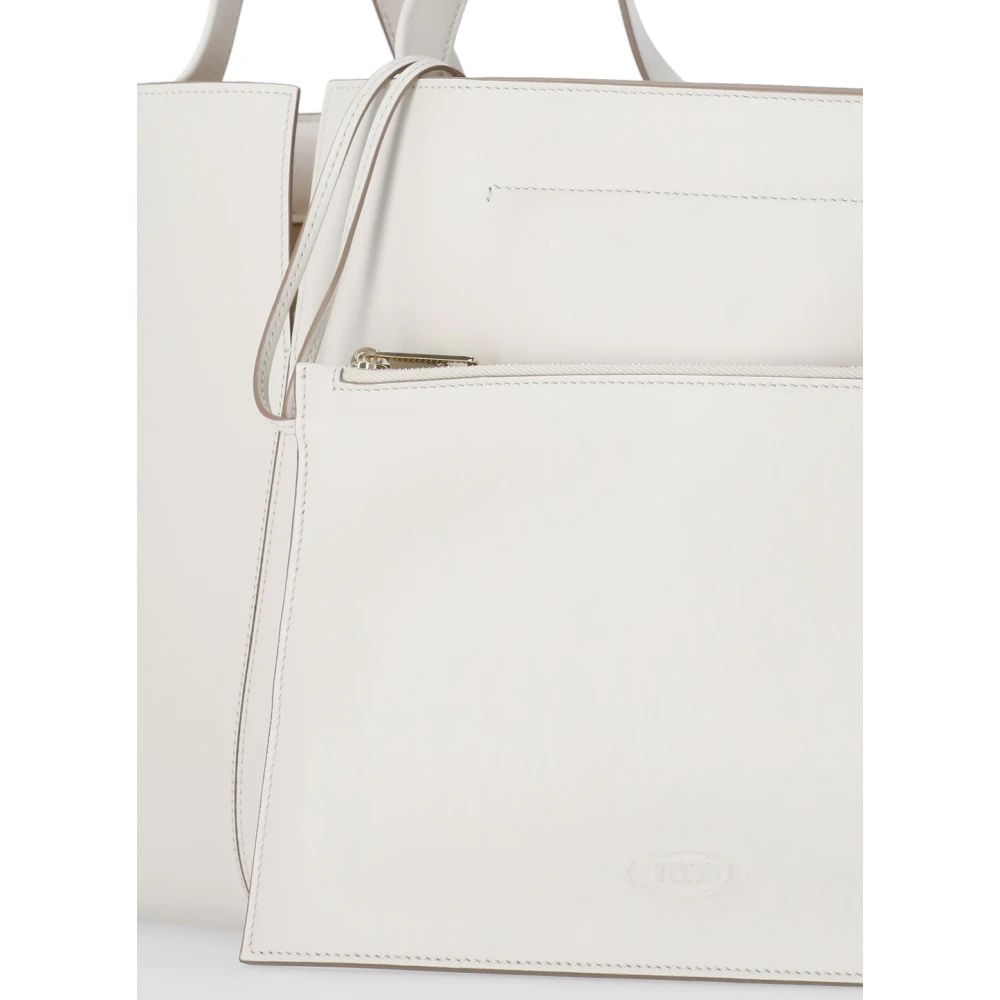 TOD'S Witte leren tas met bijpassende pochette White Dames