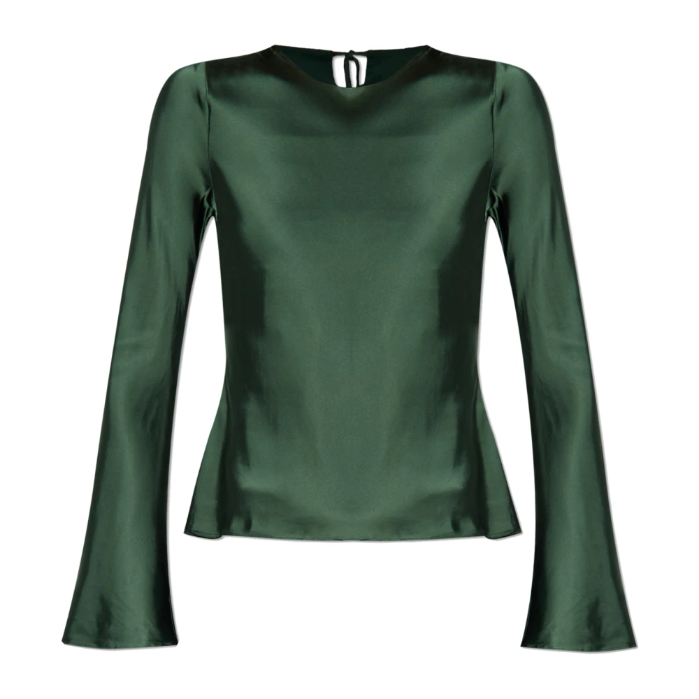 Ganni Women's Green Blouses, M, Back-Slit Top