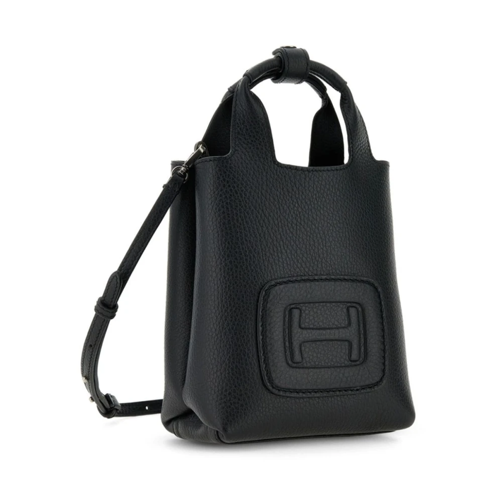 Hogan Zwarte Mini Shopping Tas van Kalfsleer Black Dames