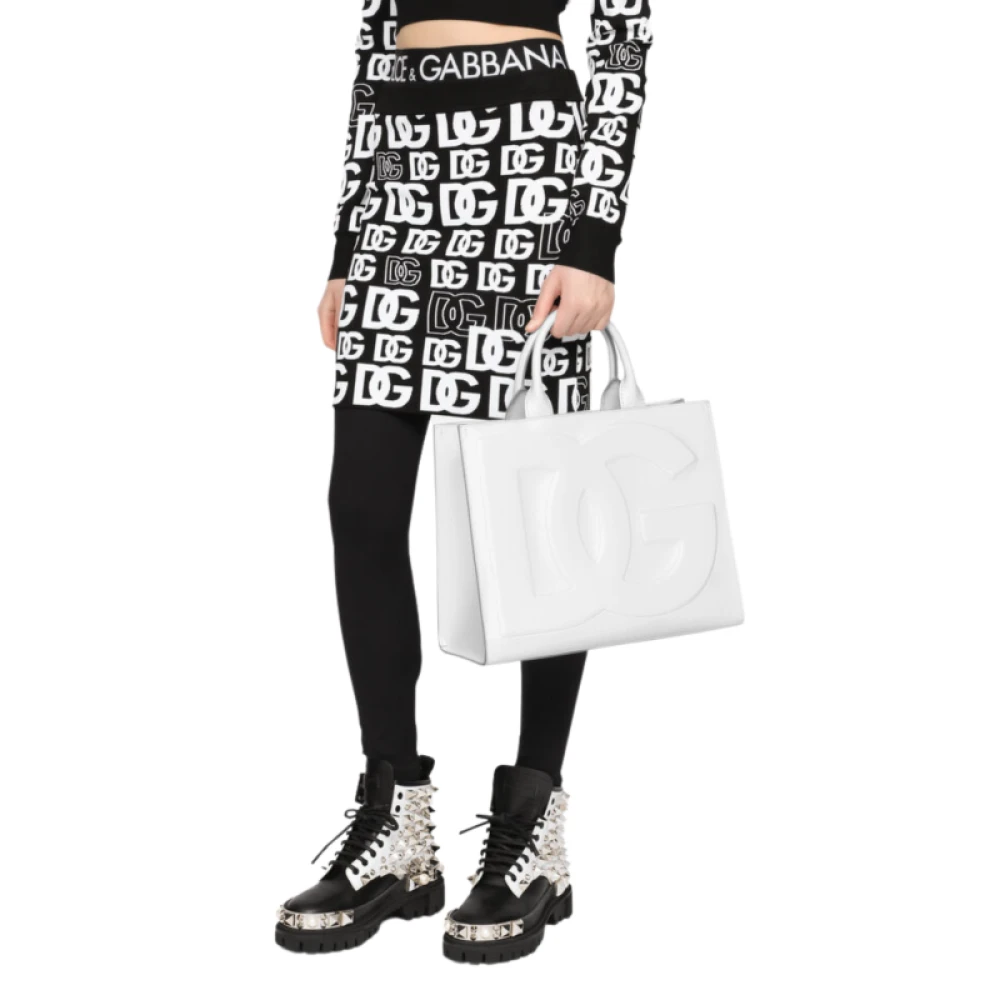 Dolce & Gabbana Witte Leren DG Daily Shopper White Dames