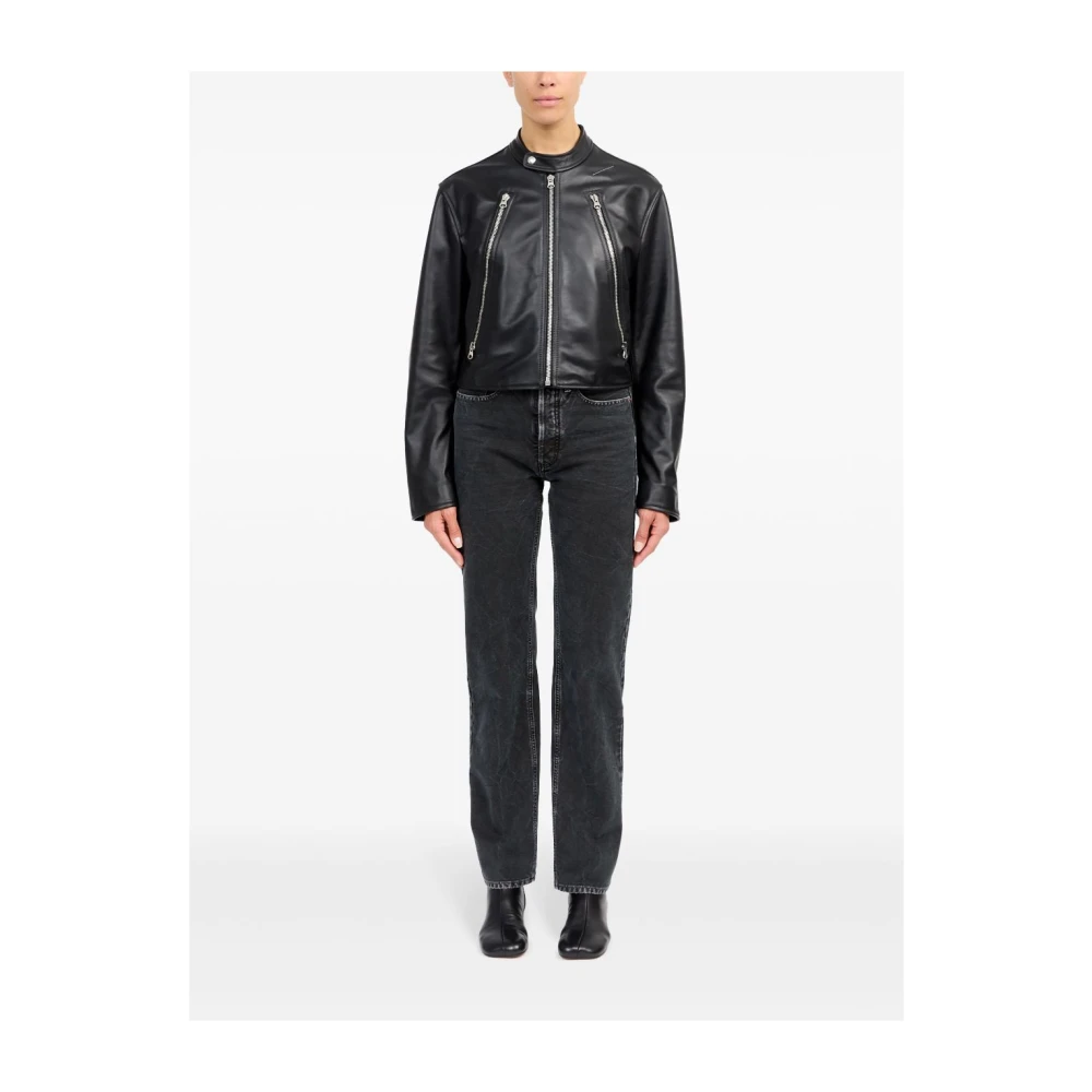 MM6 Maison Margiela Zwarte leren jack Black Dames