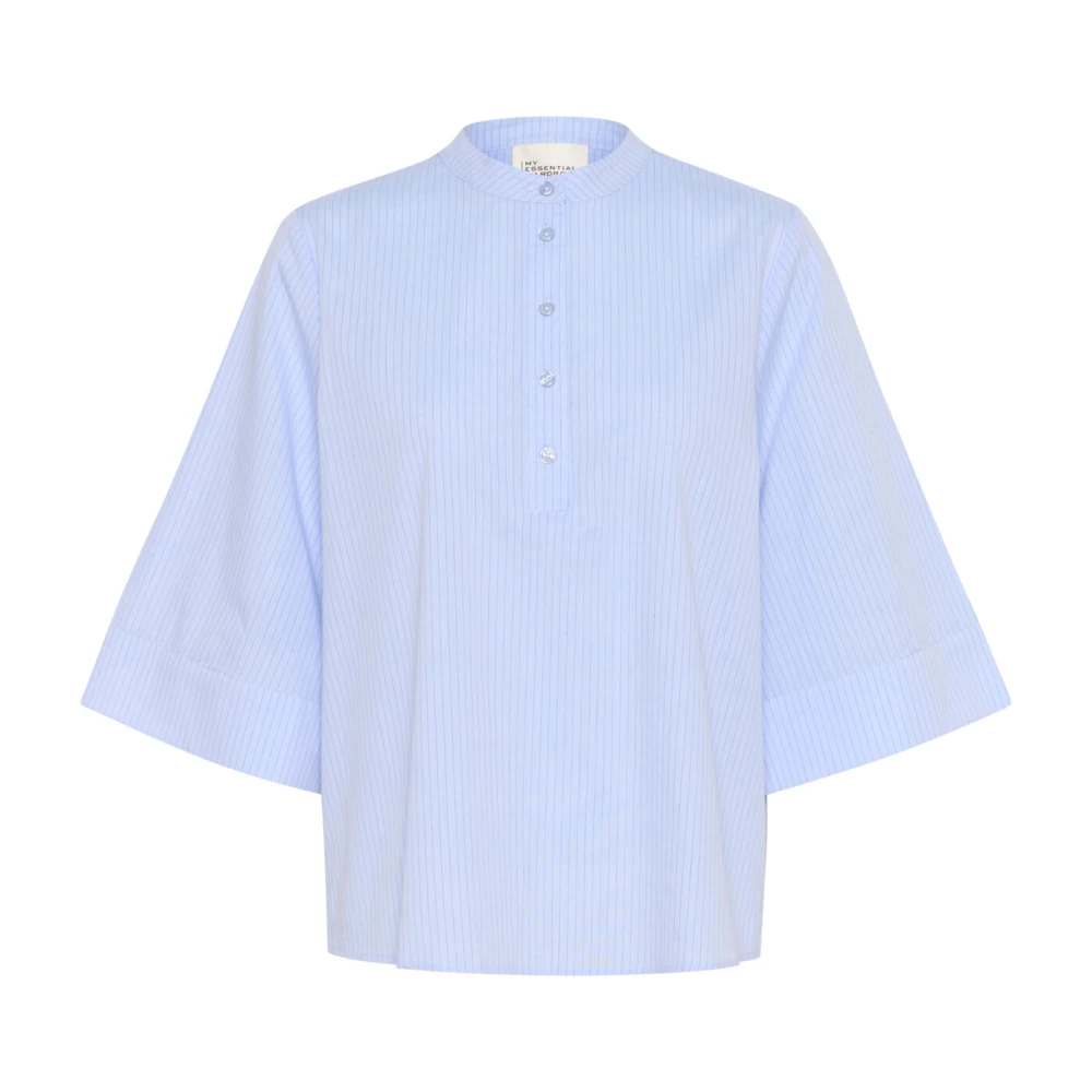 My Essential Wardrobe Gestreepte Bellamw Blouse in Blauw Blue Dames