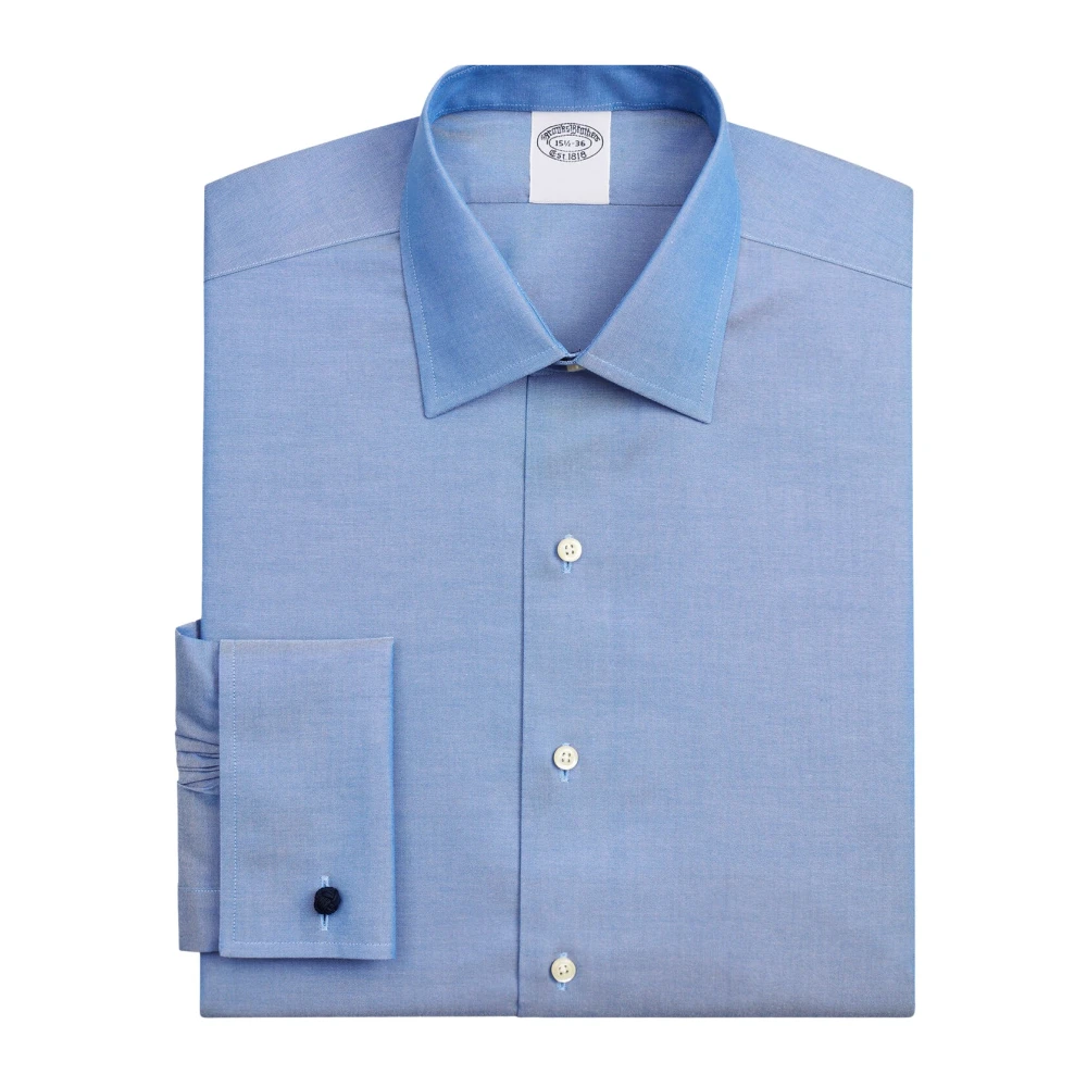 Brooks Brothers Blauw Regular Fit Non-Iron Stretch Supima Katoenen Pinpoint Oxford Cloth Overhemd met Ainsley Kraag Blue Heren