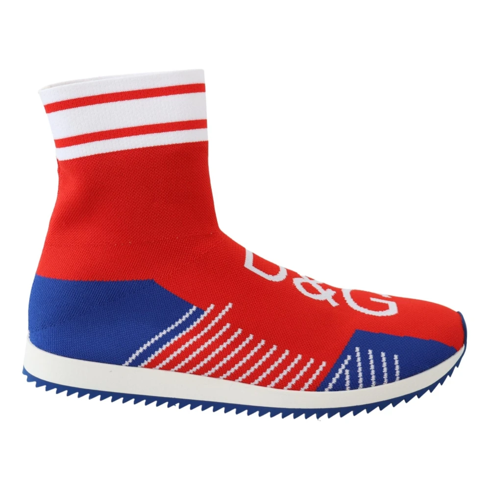 Dolce & Gabbana Men's Multicolor Sneakers,, Blue Red Sorrento Logo Trainers Socks Shoes Size 6