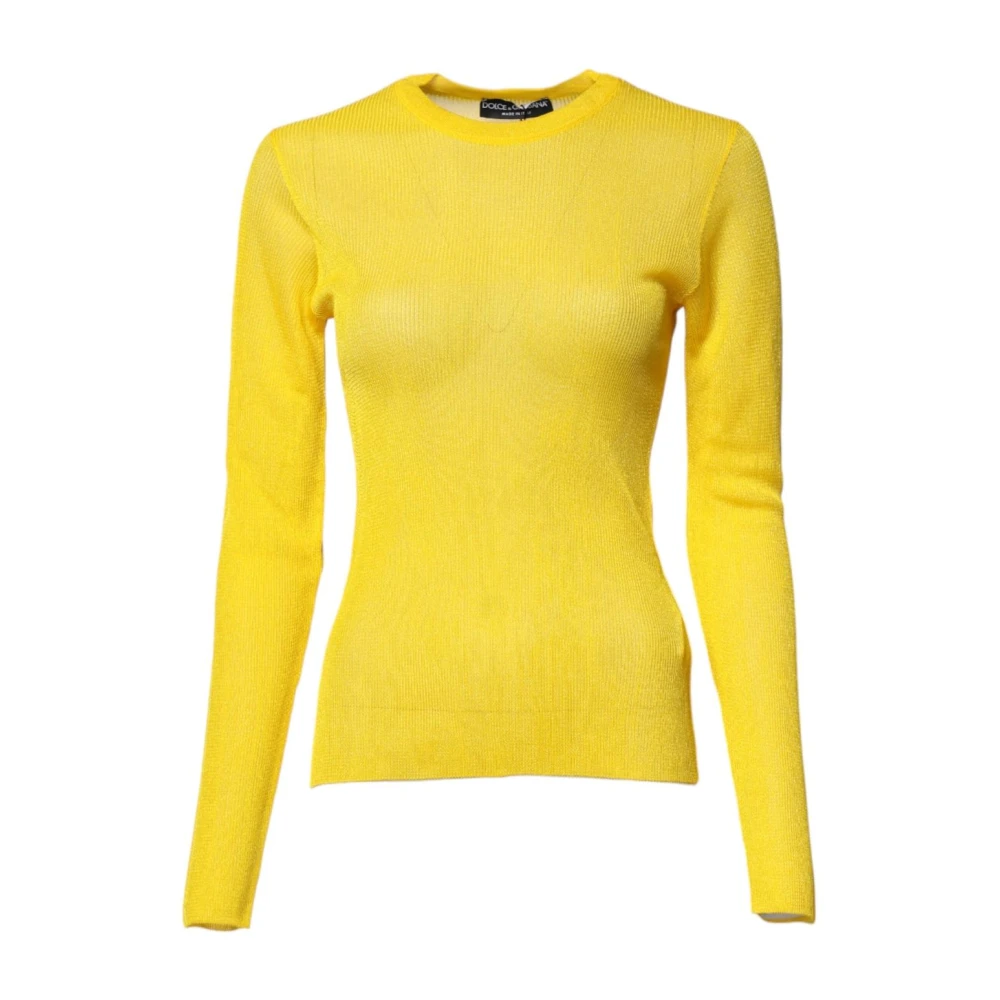 Dolce & Gabbana Women's Yellow Long Sleeve Round Neck Jumper - Round-Neck Knitwear - S - Knitwear