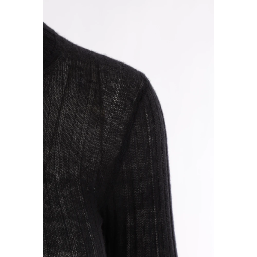 Durazzi Milano Zwarte Geribbelde Cashmere Coltrui Black Dames