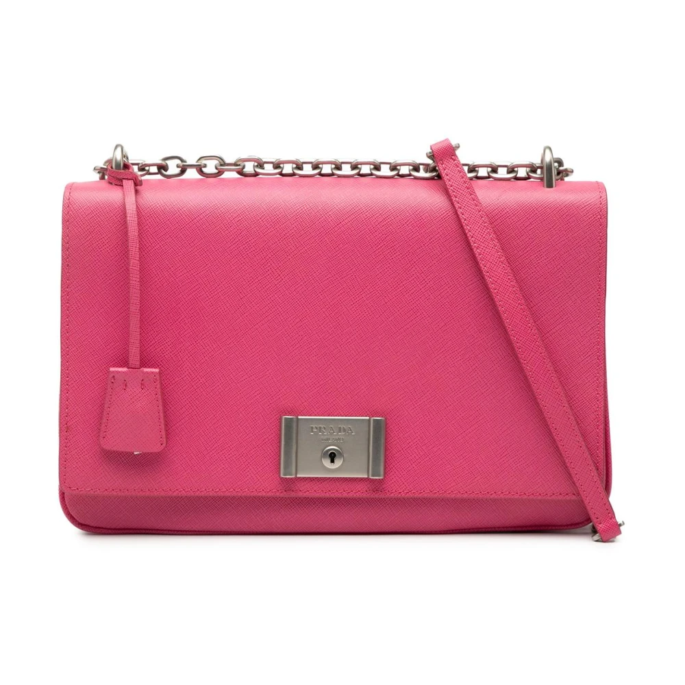 Prada Vintage Women's Pink Vintage Shoulder Bags, One Size, Pre-Owned Chain Shoulder Bag