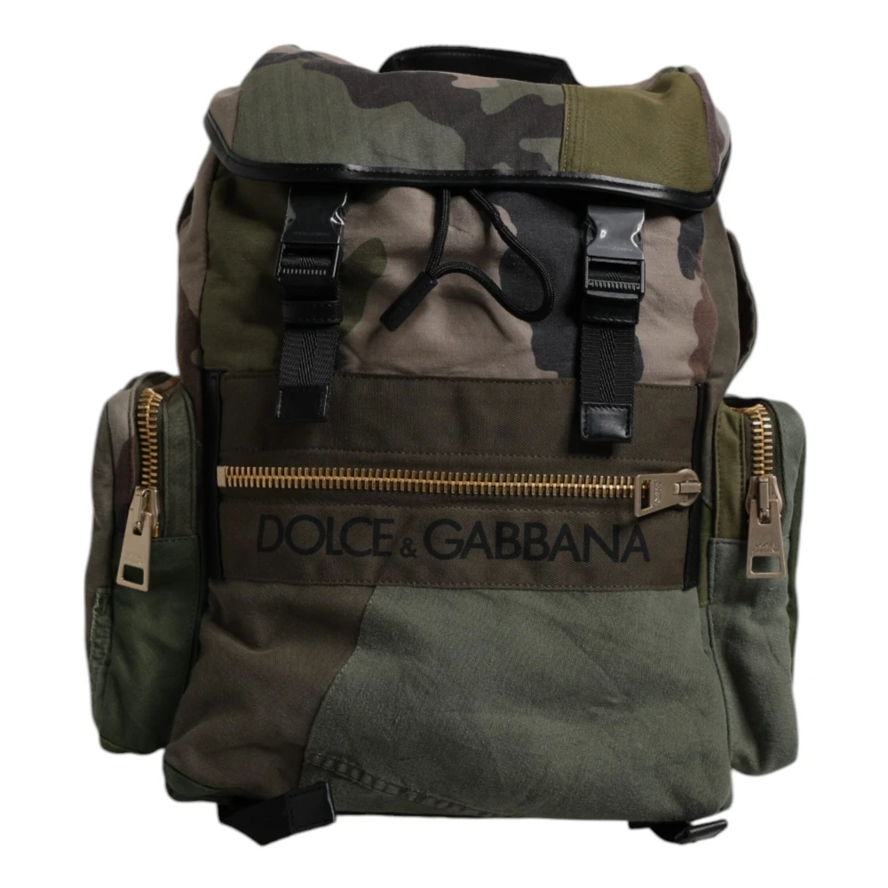 Dolce & Gabbana Unisex Green Patchwork Travel Backpack Bag - Backpacks - One Size - Bags