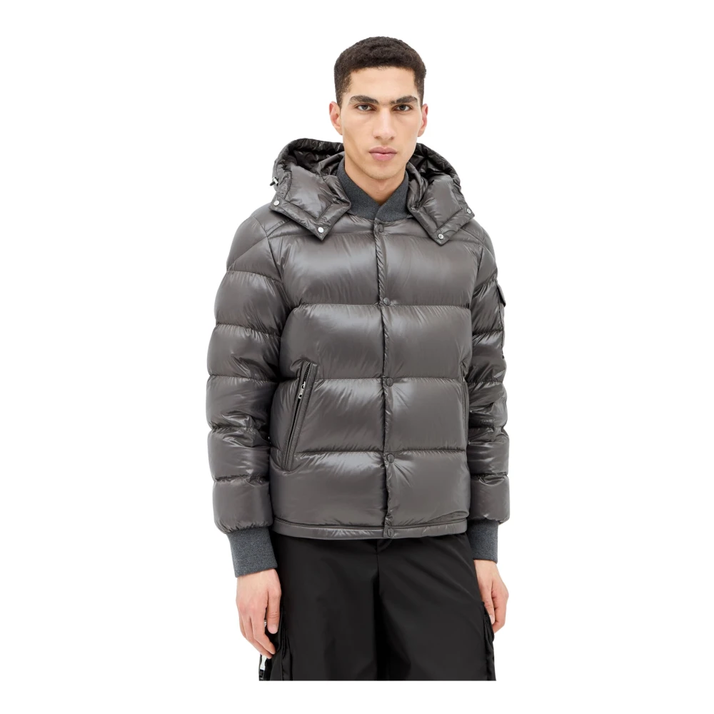 Moncler Gewatteerd Donsjack met Afneembare Capuchon Gray Heren