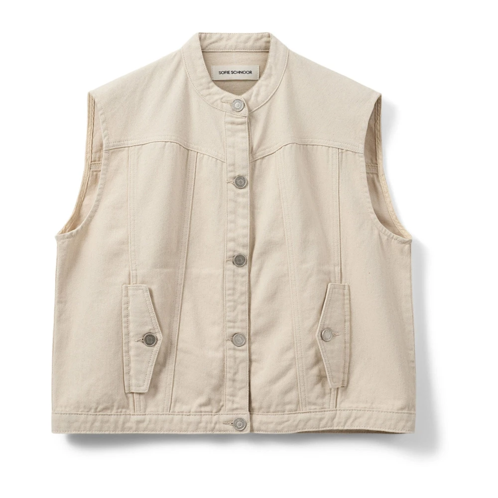 Sofie Schnoor White Off Denim Vest - Female - Waistcoats - Xs - Jackets