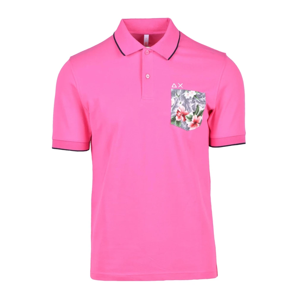Sun68 Katoen Elastaan Polo Shirt Pink Heren