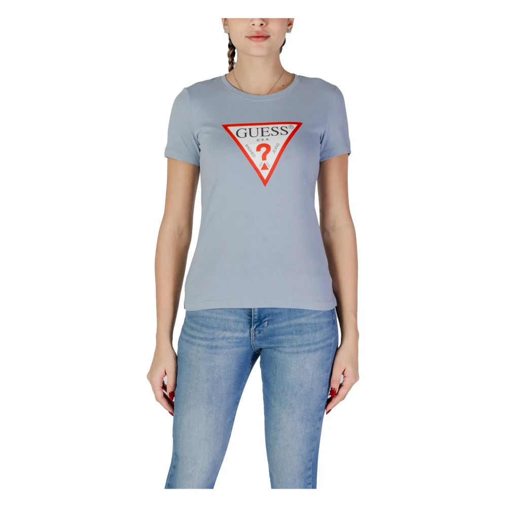 Guess Klassieke Logo Tee Blauw Katoenen T-shirt Blue Dames