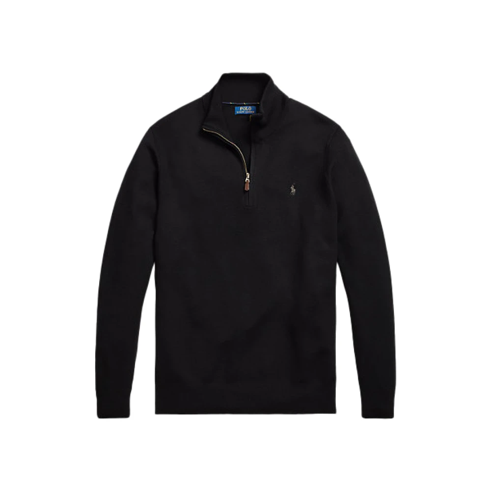 Polo Ralph Lauren Zwarte wol halve rits trui Black Heren