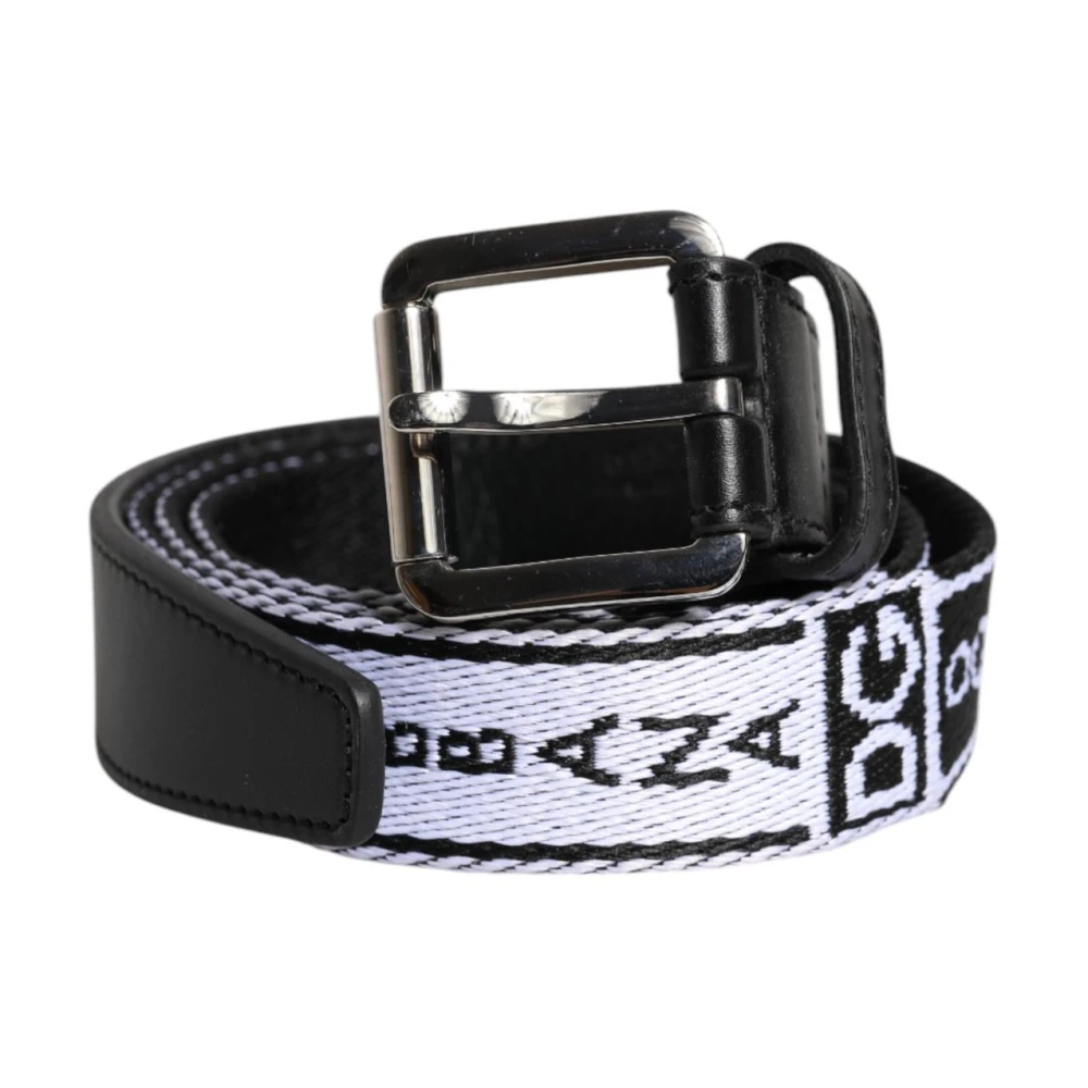Dolce & Gabbana Men's Black Metal Logo Buckle Belt