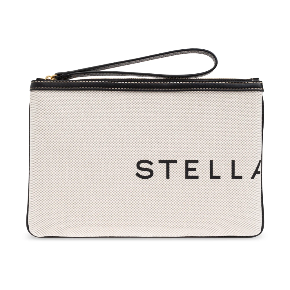 Stella Mccartney Handtas met bedrukt logo Beige Dames