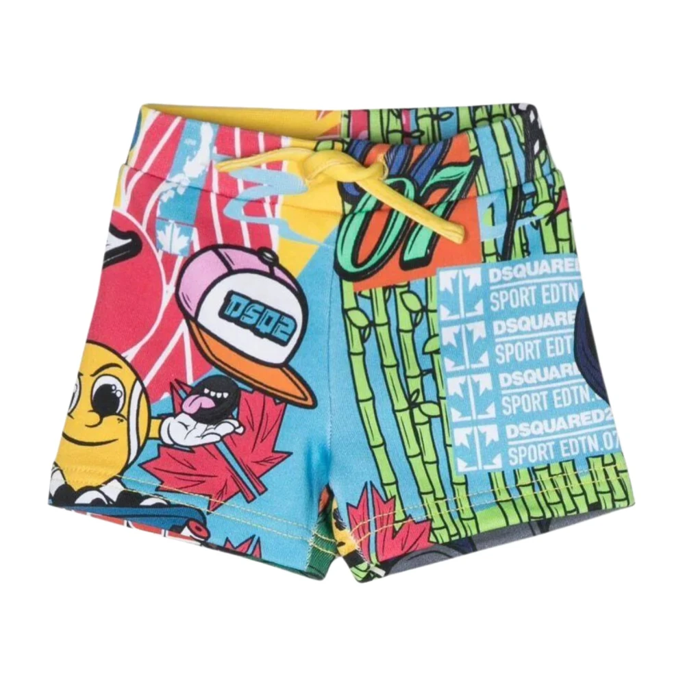 Dsquared2 Färgglada Graffiti Print Sommar Shorts Multicolor, Pojke